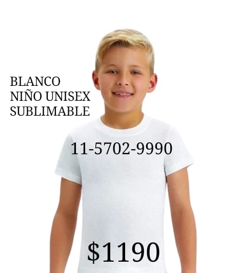 Remera de spum para niños ¡Remeras lisas para sublimar! ✓ Tela: Spum 100% poliéster ✓ Corte recto infantil, manga corta y cuello redondo ✓ Talles: 4 al 16 ✓ Colores: Blanco